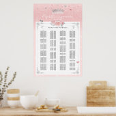 Alphabetische Silber Light Pink Rose Sitzkarten Poster (Küche)