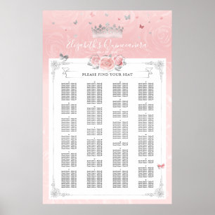 Alphabetische Silber Light Pink Rose Sitzkarten Poster