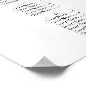 Alphabetische Sitzkarte Chic Black Script Poster (Ecke)