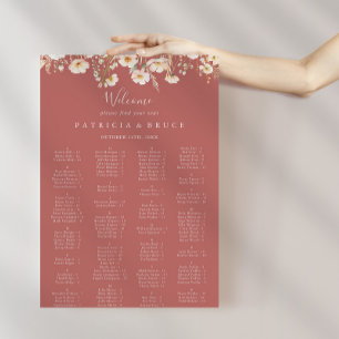 Alphabetische Sitzkarte der klassischen Wildblume Poster