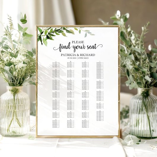 Alphabetische Sitzkarte Elegante Landschaft Poster