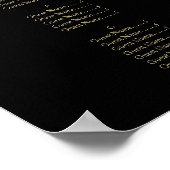 Alphabetische Sitzkarte Elegantes Gold Schwarz Poster (Ecke)