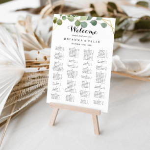 Alphabetische Sitzkarte für tropische grüne Blätte Poster