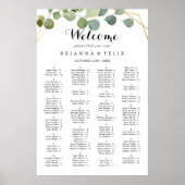 Alphabetische Sitzkarte für tropische grüne Blätte Poster (Vorne)