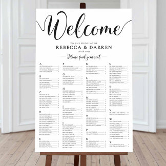 Alphabetische Sitzkarte Hochzeitsplan Poster