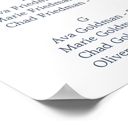 Alphabetische Sitzkarte im Sommer Grünflächen Poster (Ecke)