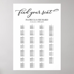 Alphabetische Sitzordnung Chic Black Script Poster