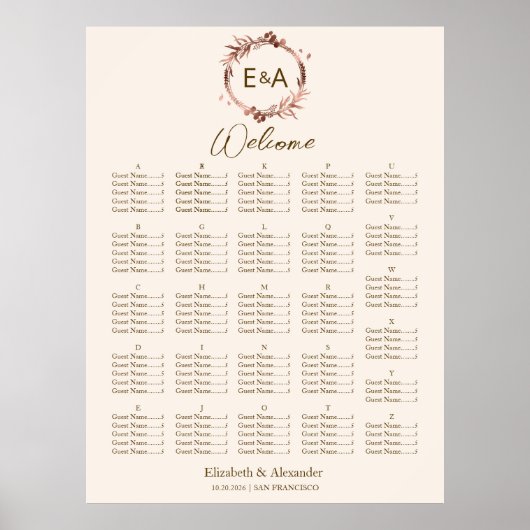 Alphabetische Tafel für Monogramm Poster (Vorne)