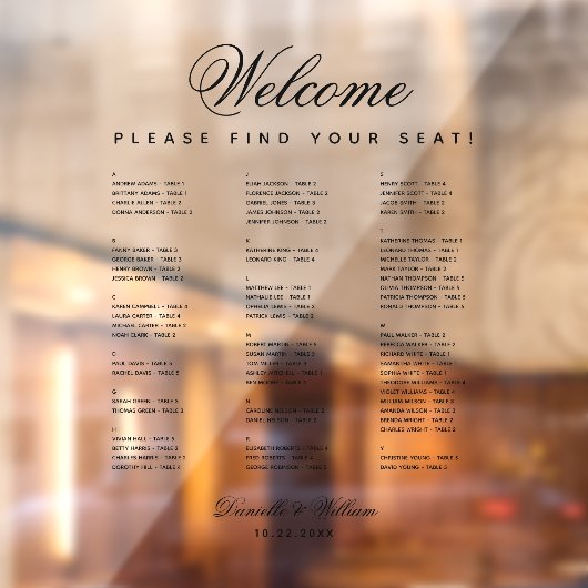 Alphabetische, transparente Hochzeitssattelkarte Fensteraufkleber (Blatt 2)