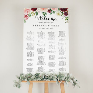 Alphabetische Übersicht über Burgund-Kalligrafie Poster