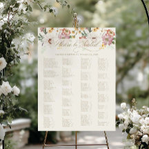 Alphabetische Wildblumen-Hochzeitssitzordnung