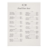Alphabetischer klassischer Monogramm-Sitzplan Poster (Vorderseite)