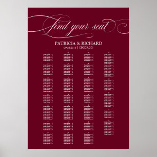 Alphabetisches Burgund Marsala Seekarte Poster