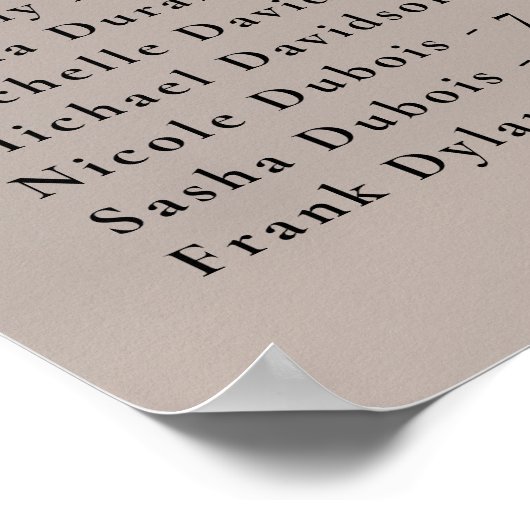 Alphabetisches Hochzeitssatteldiagramm-Foto Poster (Ecke)