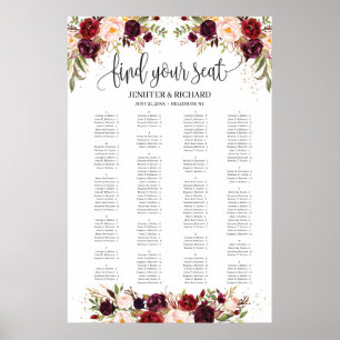 Alphabetisches Marsala-Sitzdiagramm Poster