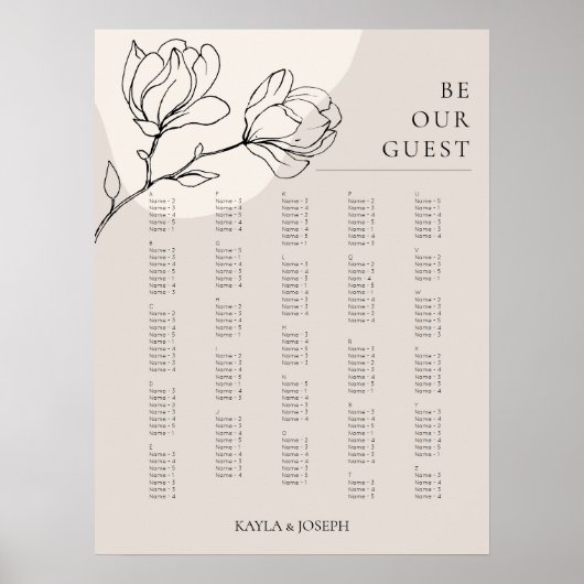 Alphabetisches Seekartenzeichen der Boho Blume Poster (Vorne)