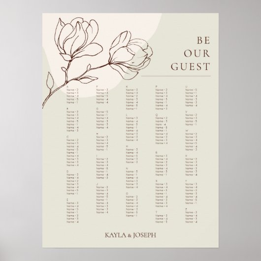 Alphabetisches Seekartenzeichen von Boho Floral Sa Poster (Vorne)