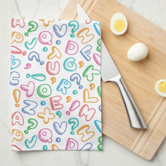 Alphabetmuster Geschirrtuch (Viertel Falte)