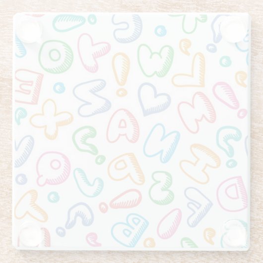 Alphabetmuster Glasuntersetzer (Rückseite)