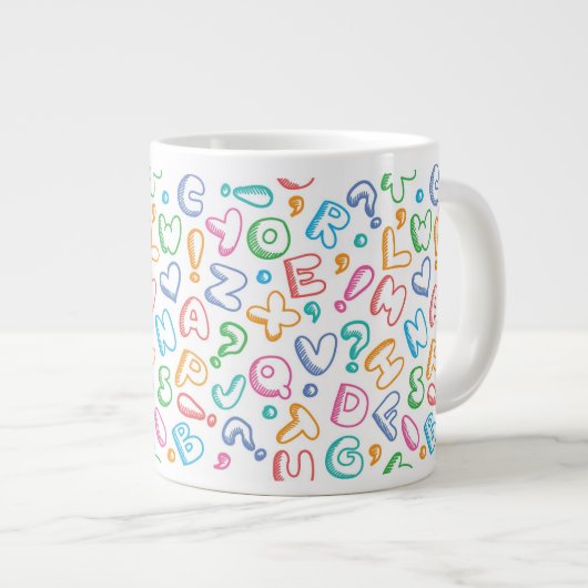 Alphabetmuster Jumbo-Tasse (Vorderseite Rechts)