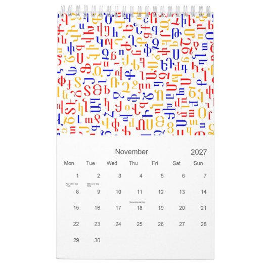 Alphabets-Kalender Kalender (Nov 2027)