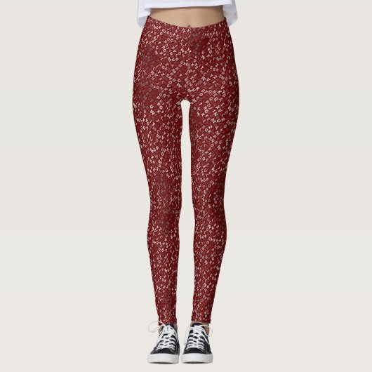 Alphabets Muster 01 BW.b DRed BG Leggings (Vorderseite)