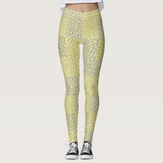 Alphabets Muster 02 YW 2Tonesx4.bw Lyellow BG Leggings (Vorderseite)