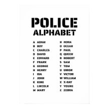 Alphabettafel für die Strafverfolgung - Polizeipho