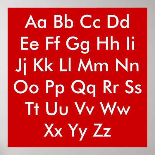 Alphabettafel Rot und Weiß Poster (Vorne)