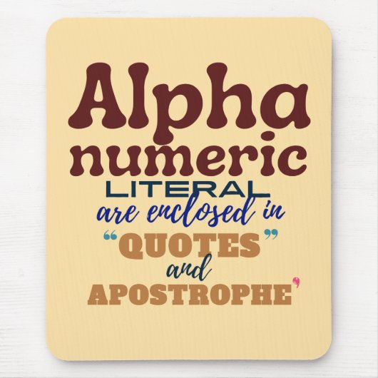 Alphanumeric Literal in Cobol Programming Mousepad (Vorne)