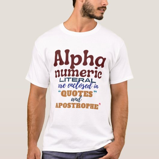 Alphanumerischer Literal in Cobol-Programmierung T-Shirt (Vorderseite)