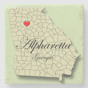 Alpharetta, Georgia, Herz, Karte, Untersetzer