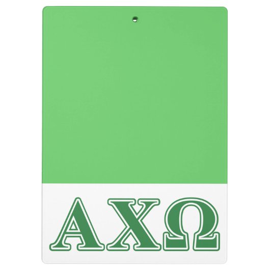 Alphi Chi Omega Green Letters Klemmbrett (Rückseite)