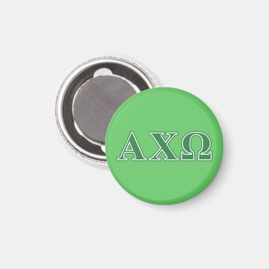 Alphi Chi Omega Green Letters Magnet (Vorderseite/Rückseite)