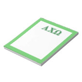 Alphi Chi Omega Green Letters Notizblock (Rotiert)