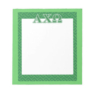 Alphi Chi Omega Green Letters Notizblock