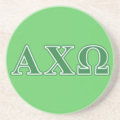 Alphi Chi Omega Green Letters Sandstein Untersetzer (Vorne)