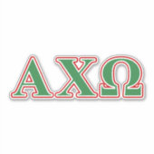Alphi Chi Omega Green und Red Letters Aufkleber (Vorderseite)