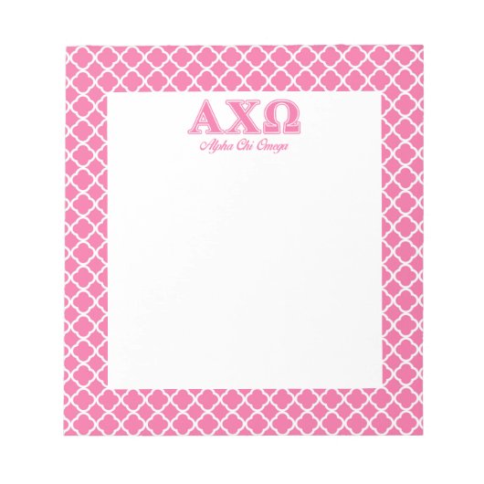 Alphi Chi Omega Pink Letters Notizblock (Vorderseite)