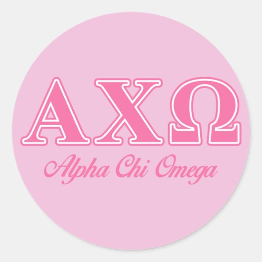 Alphi Chi Omega Pink Letters Runder Aufkleber (Vorderseite)