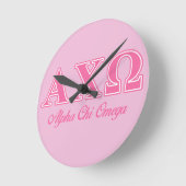 Alphi Chi Omega Rosa Buchstaben Runde Wanduhr (Winkel)