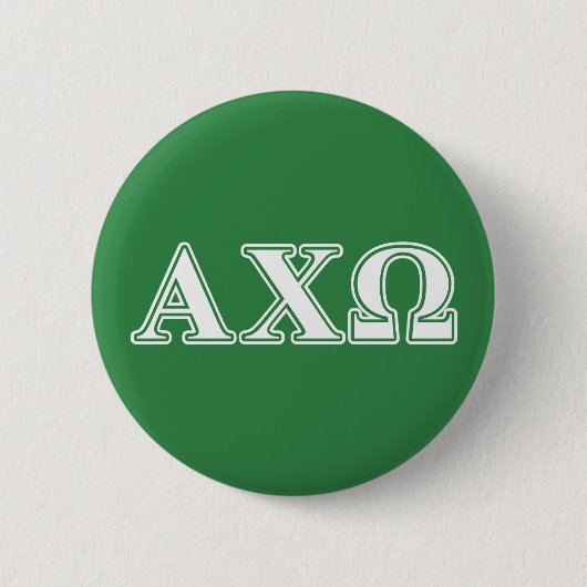 Alphi Chi Omega Weiße und Grüne Buchstaben Button (Vorderseite)