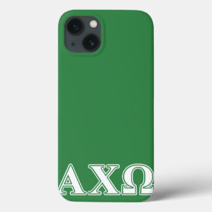 Alphi Chi Omega weiße und grüne Buchstaben iPhone 13 Hülle