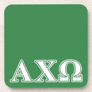 Alphi Chi Omega weiße und grüne Buchstaben Getränkeuntersetzer