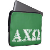 Alphi Chi Omega weiße und grüne Buchstaben Laptopschutzhülle (Vorne Rechts)