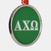 Alphi Chi Omega Weiße und Grüne Buchstaben Ornament Aus Metall (Rechts)