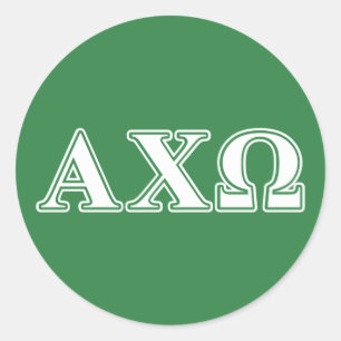 Alphi Chi Omega Weiße und Grüne Buchstaben Runder Aufkleber