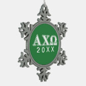 Alphi Chi Omega weiße und grüne Buchstaben Schneeflocken Zinn-Ornament (Links)