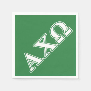Alphi Chi Omega weiße und grüne Buchstaben Serviette