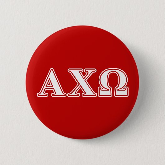 Alphi Chi Omega Weiße und rote Buchstaben Button (Vorderseite)